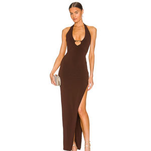 Nookie Brown Halter Midi Dress